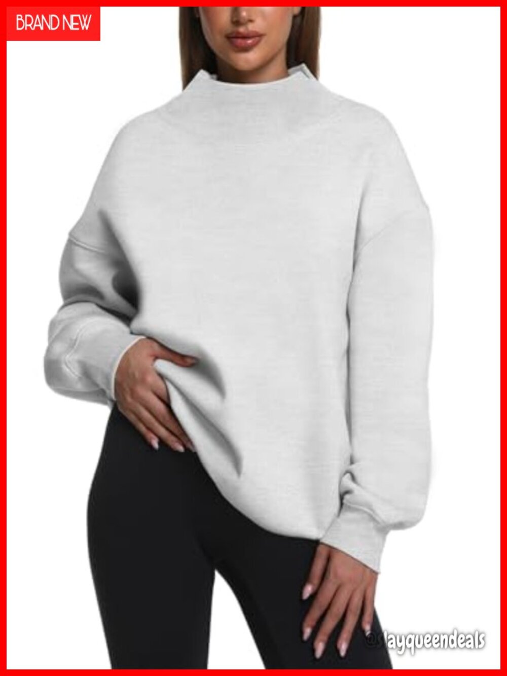Women's Oversized Turtleneck Sweatshirt Cotton Polyester Fleece Lined Pullover